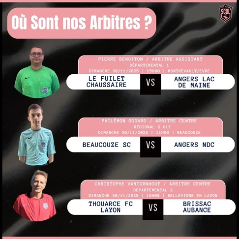 🖤🩷 AGENDA DE NOS ARBITRES 🩷🖤