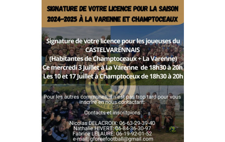 PERMANENCES LICENCES GFOF (2 JUILLET)