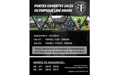 PORTES OUVERTES JEUNES U6 A U9 (25 SEPTEMBRE)