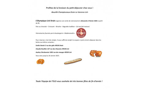 VENTE VIENNOISERIES (13 JANVIER)